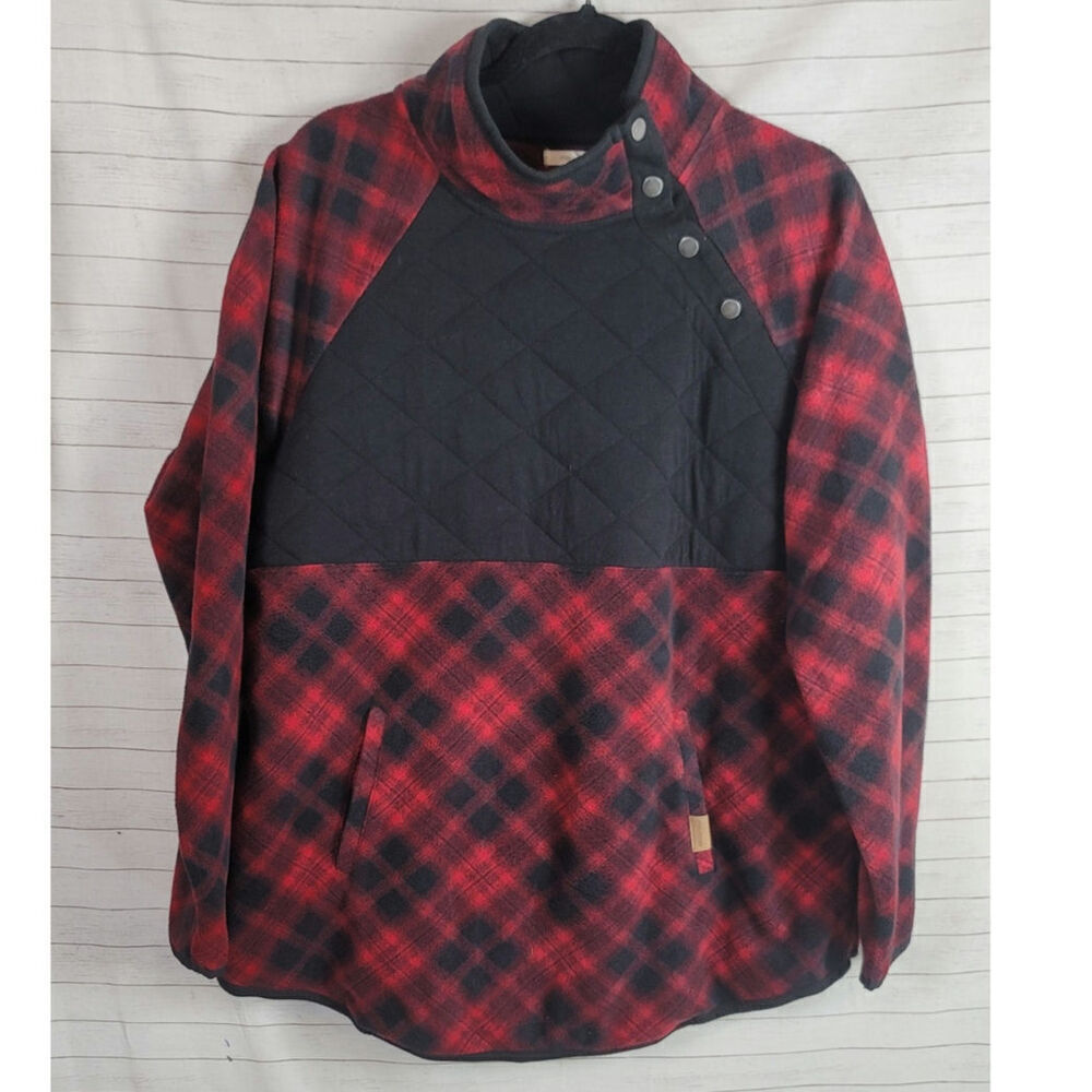 Maurices Lodge Buffalo Plaid Fleece Sweatshirt in Red/Black, sz XL